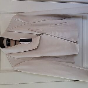 TAHARI Faux Leather Women's Cream Jacket